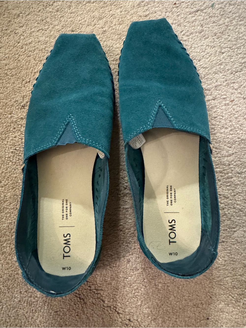EUC Suede Toms Alpargeta Shoes in Teal size 10 Womens